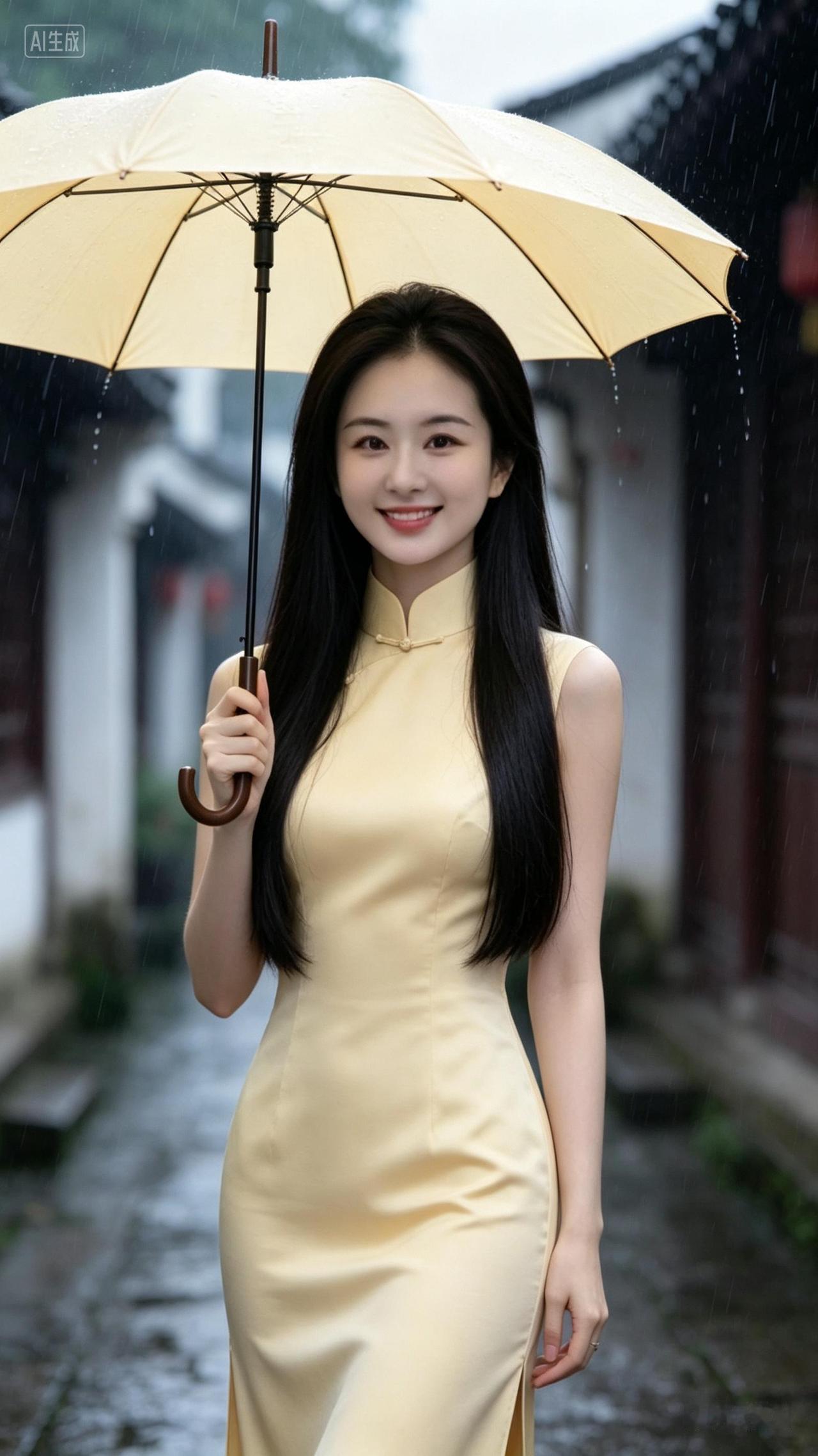 青丝如墨，素手轻扶。