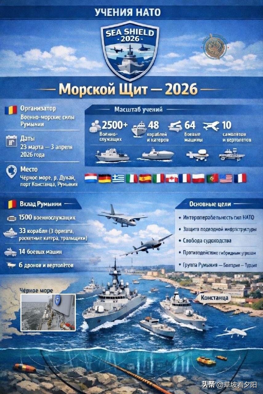 北约“海上盾牌-2026”演习在黑海落幕，13国2500+军人、48艘舰艇参演，