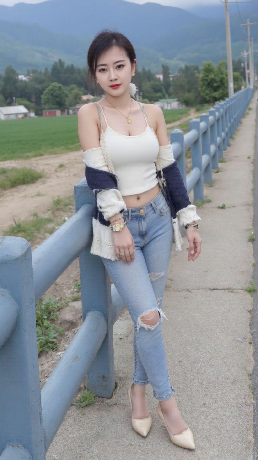 好身材好气质 紧身牛仔裤 穿搭