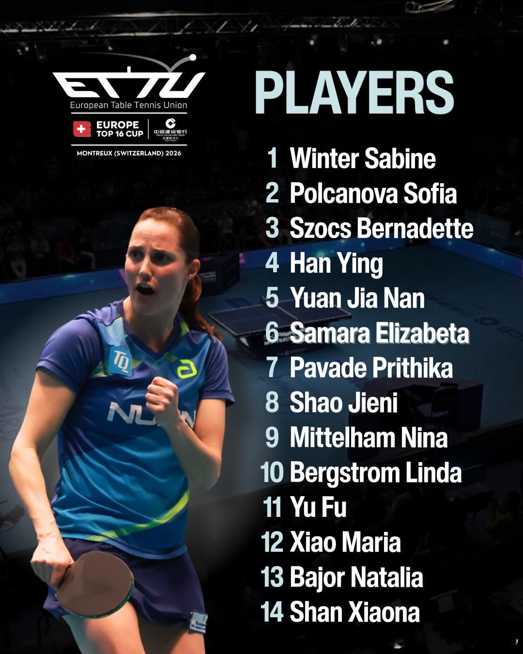 ETTU 欧洲16强杯 倒计时海报已进入正赛签表的球员🏓 