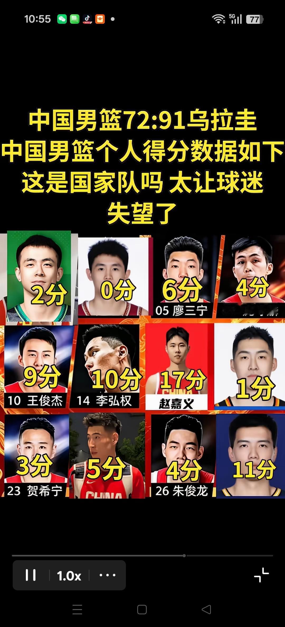 从险胜再到19分大败，只需要一场球。
一场比赛把中国男篮打回了原型。
1，怕强对