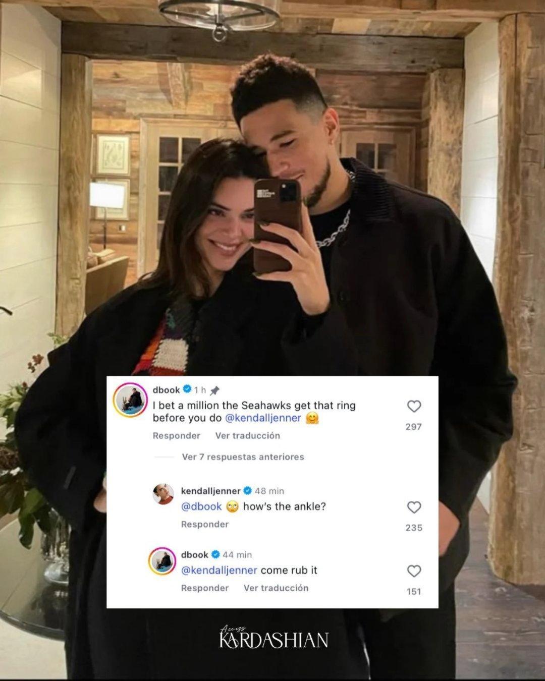 分分合合后的布克和肯豆今天在网上的互动：dbook：我赌一百万，海鹰队肯定比你先