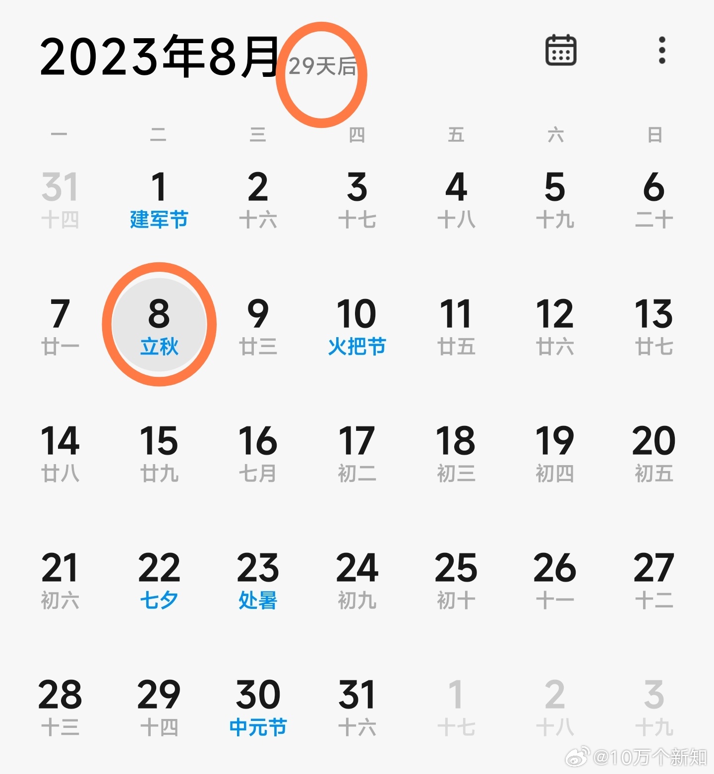 时间过得有多快？下个月的8号就立秋了，也就是27天之后。7月份已经是进入2023