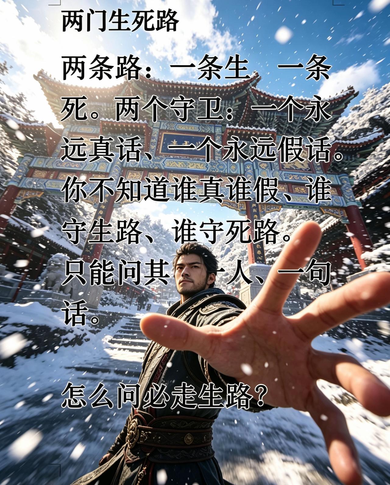 大雪封山卡在山门跟前，面前两条生死路、俩一真一假的守门弟子，我伸手拦住要莽撞冲关