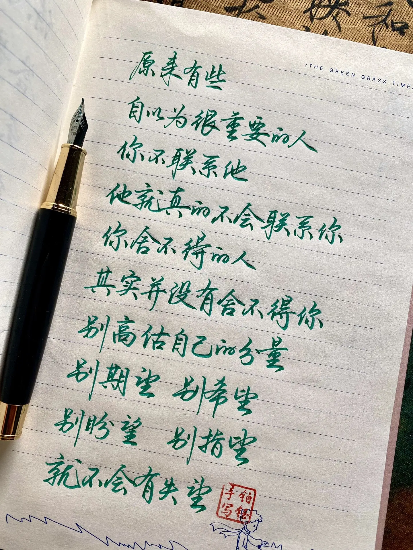 原来有些自以为很重要的人 钢笔：永生9591明尖0.7在➗🪟