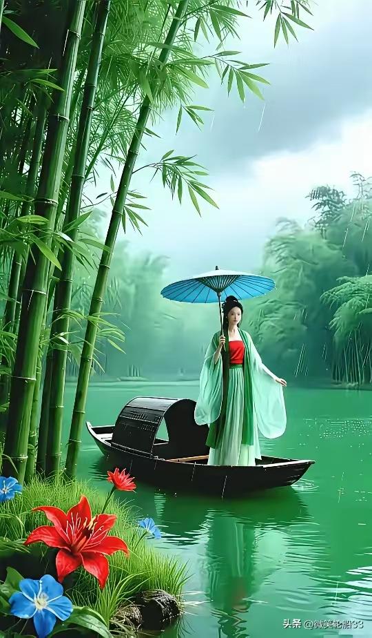 清江引·春舟
暖风丽日摇翠柳，
佳人轻舟泛游。
沿河看翠流，
鸟啼消万愁，
顺水