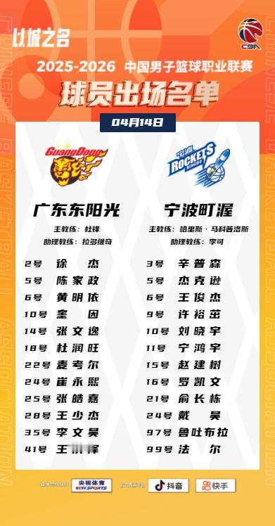 今天杜锋不在，胡明轩不打。有点难呢~~广东男篮vs宁波男篮