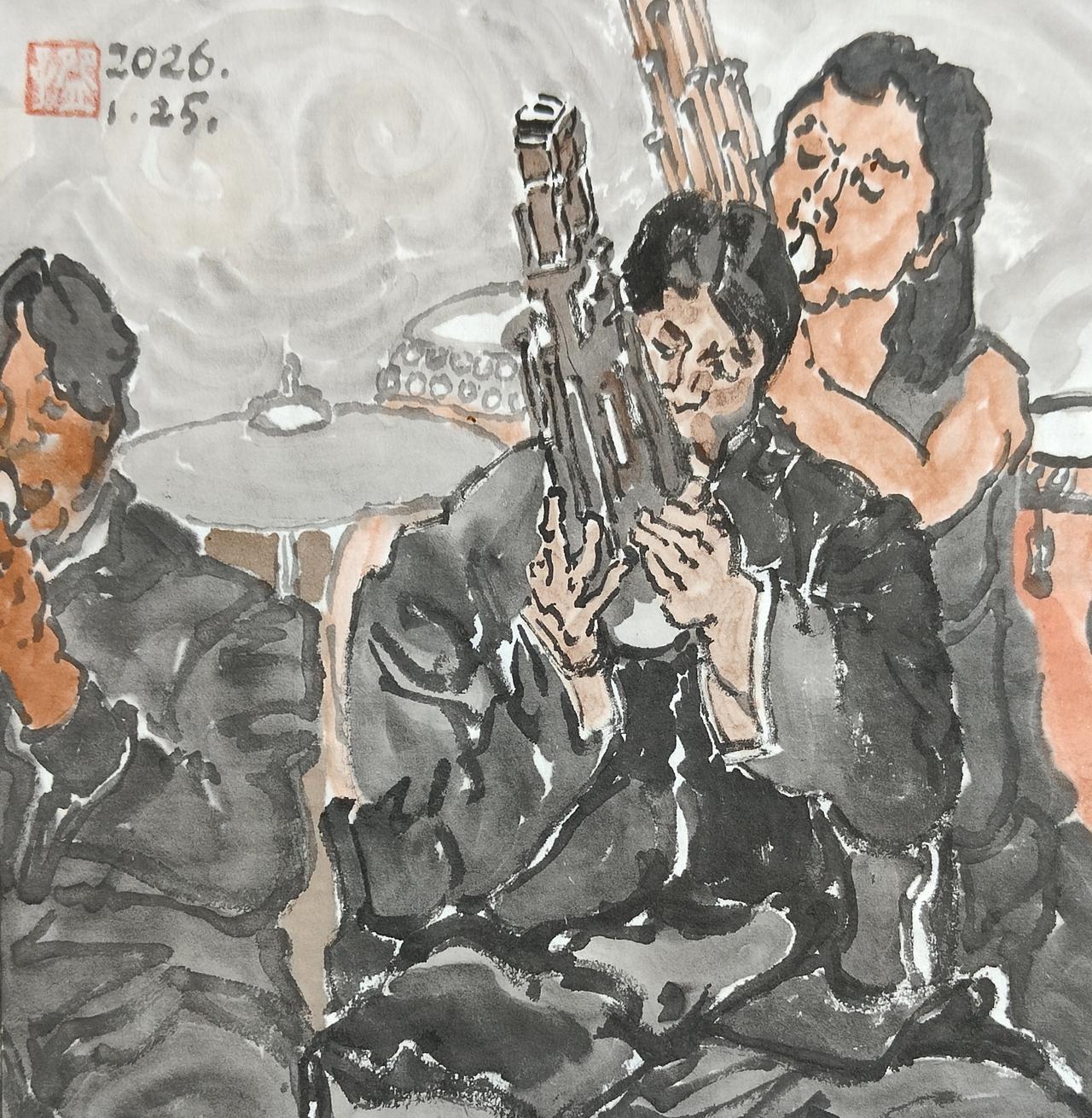 碗子的纸片水墨