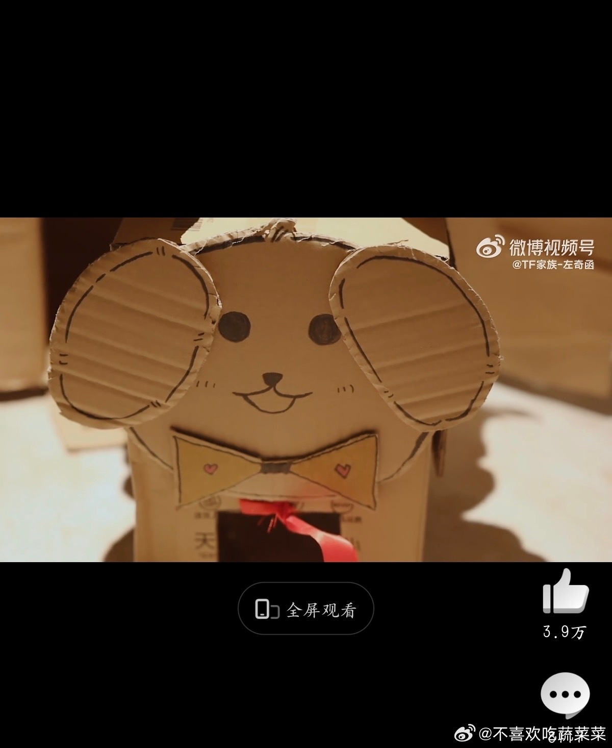 tg 之前他们用纸箱做的那个小狗 