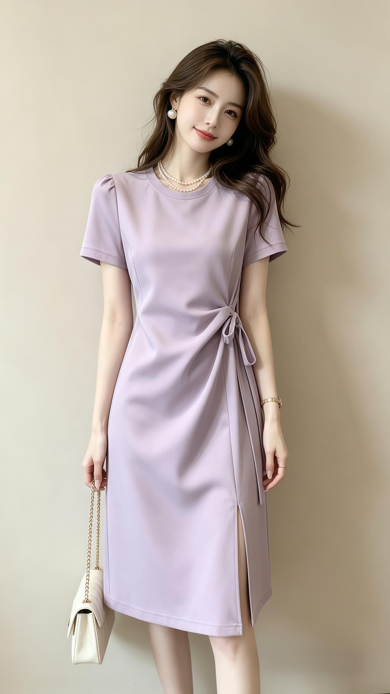 显瘦又高级的连衣裙 设计感连衣裙 显瘦气质简约纯色连衣裙 穿搭韩系穿搭