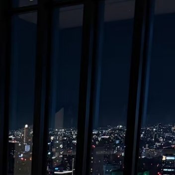 城市的夜色从巨大的落地窗外漫涌进来，隔着深色的竖框玻璃，万千灯火铺展成一片无边无