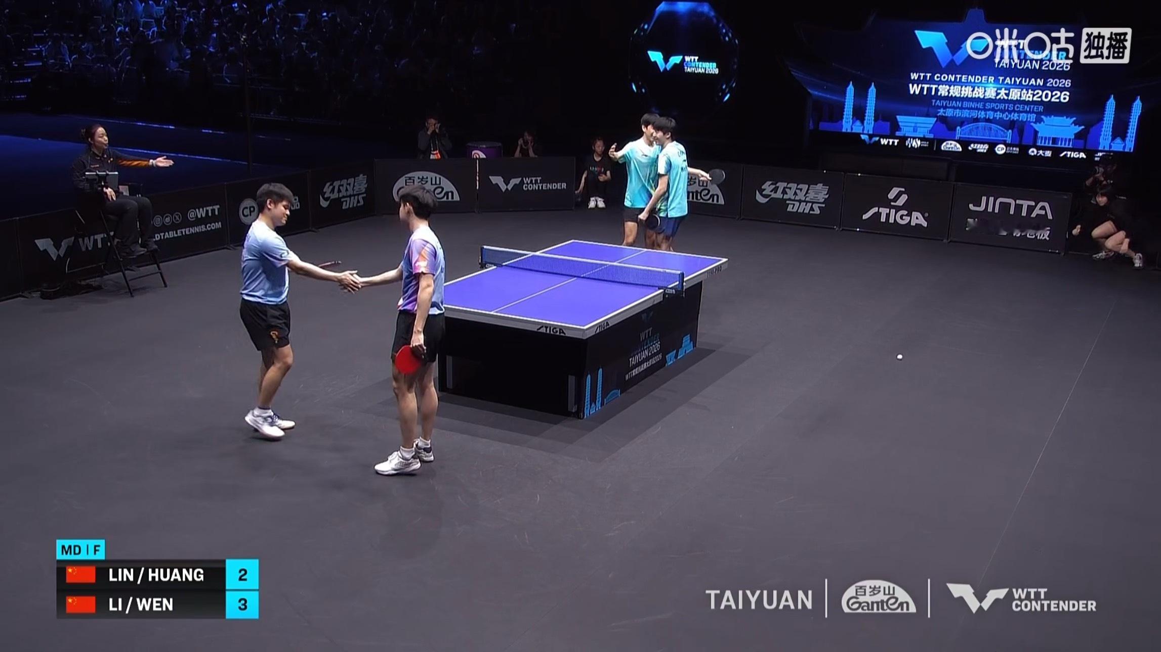 温瑞博/李和宸3比2林诗栋/黄友政(12-10，10-12，11-7，8-11，