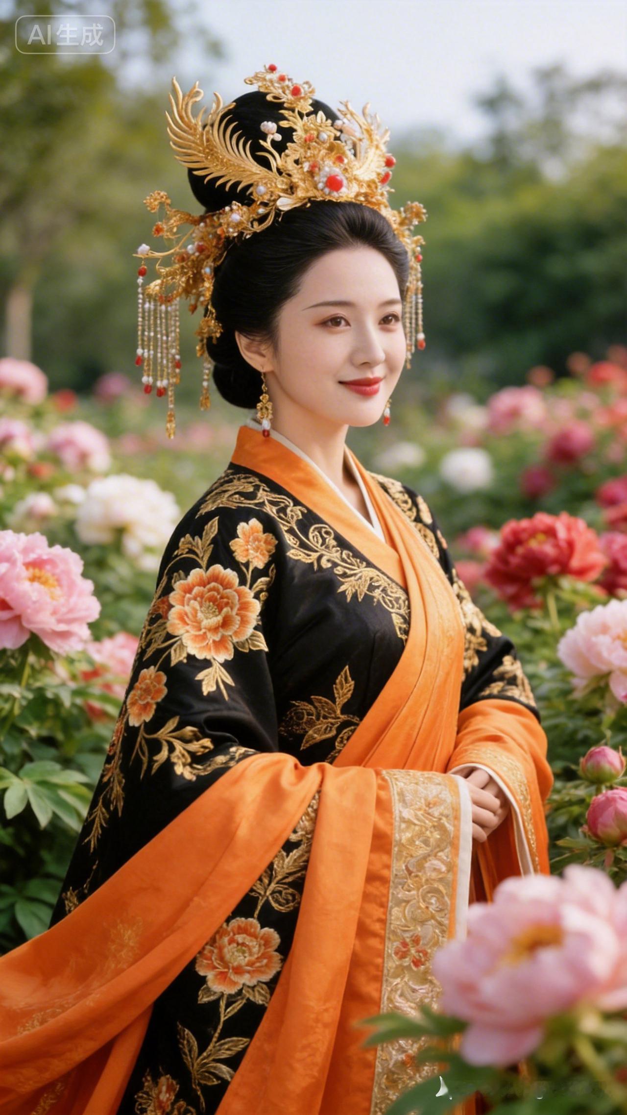 穿越千年的古典美人，花海中的优雅绽放！