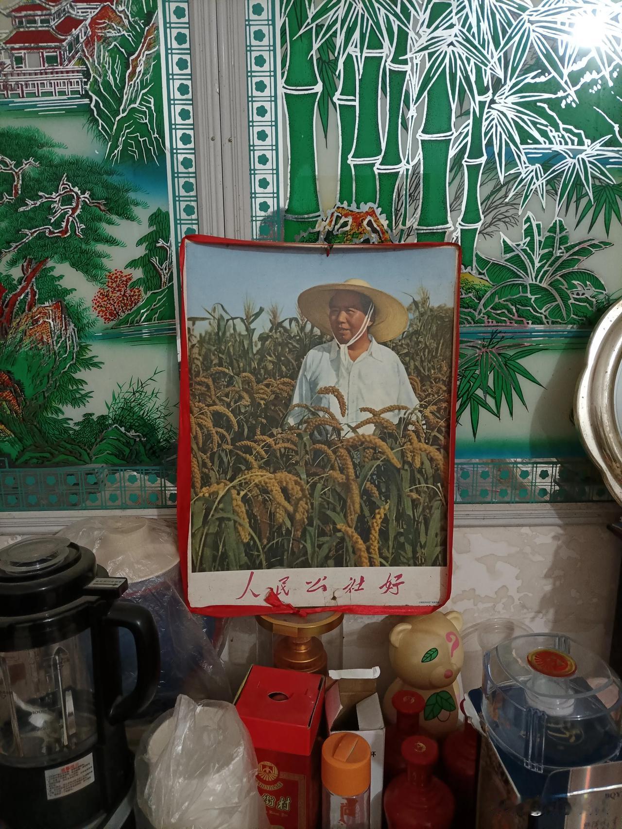 老家客厅里摆着这幅画，老一辈人对毛主席的尊敬和信仰是现代人难以理解和体会的。
父