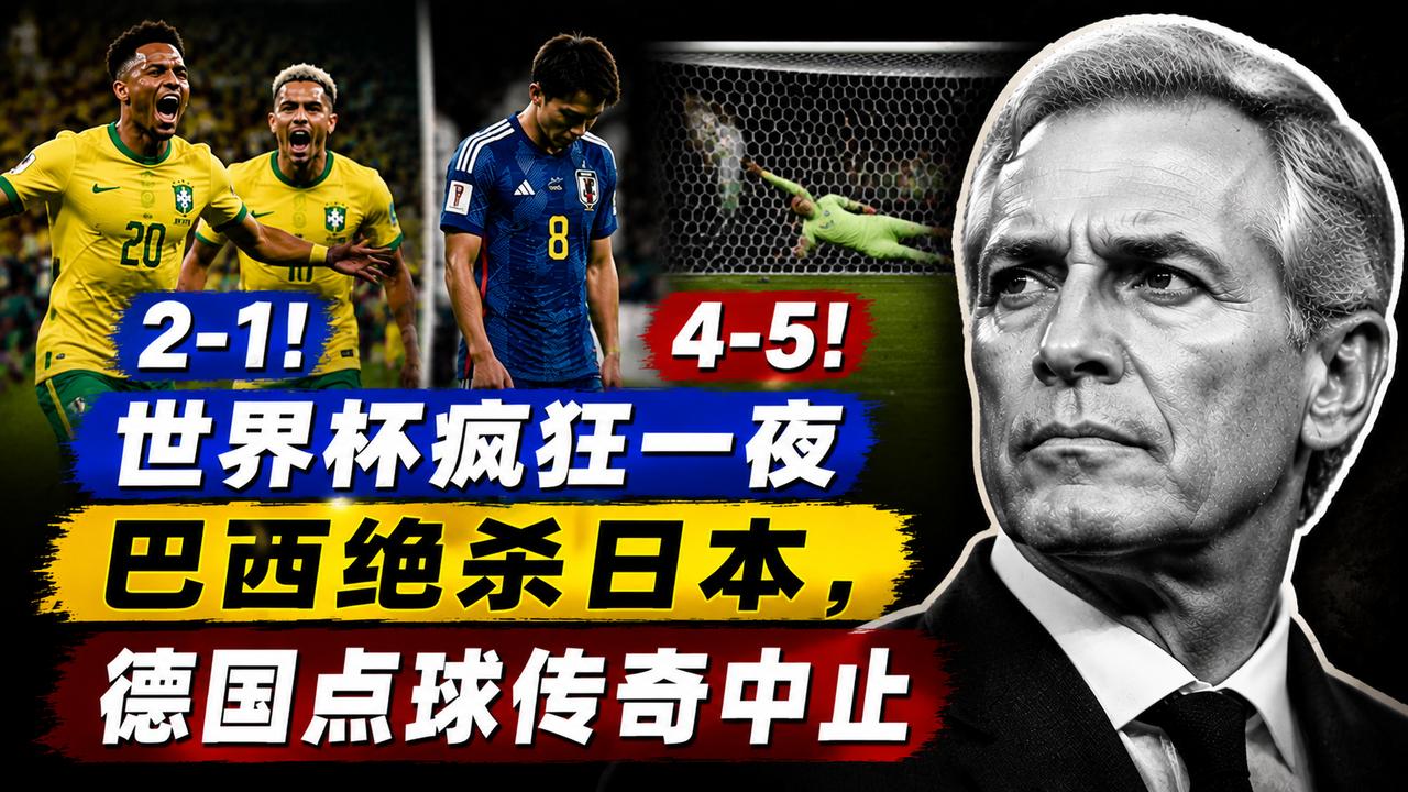2-1！4-5！世界杯疯狂一夜，巴西绝杀日本、德国点球传奇中止
谁能想到一个夜晚