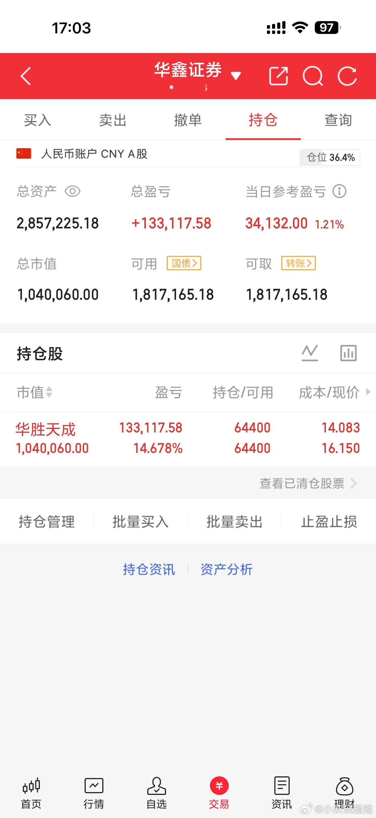 股市长虹记录自己shi盘，加油努力年底1000w股票