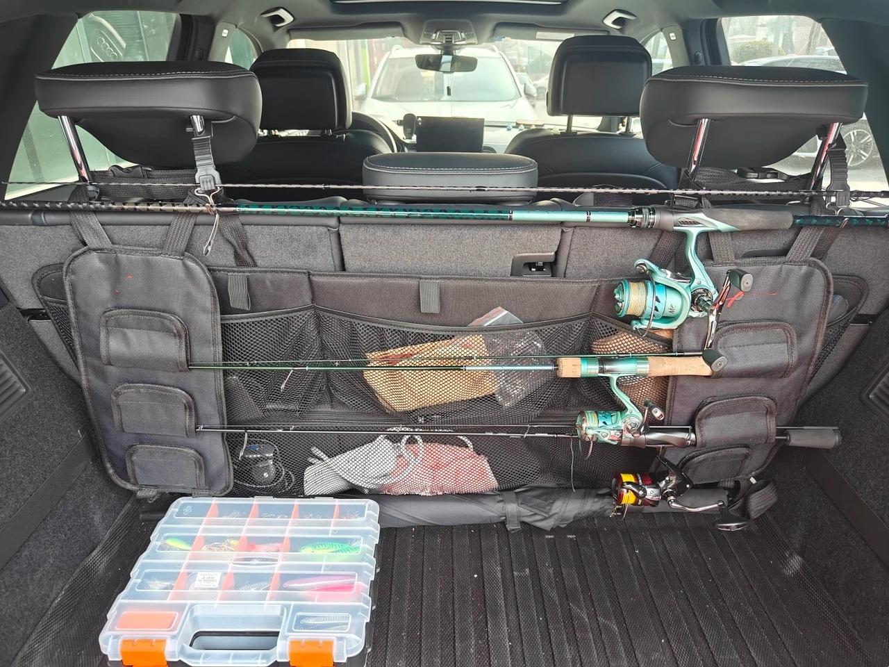 在我看来，后备厢用上鱼竿收纳袋，属于用上嫌普通，不用又老觉得后备厢差点意思。好处