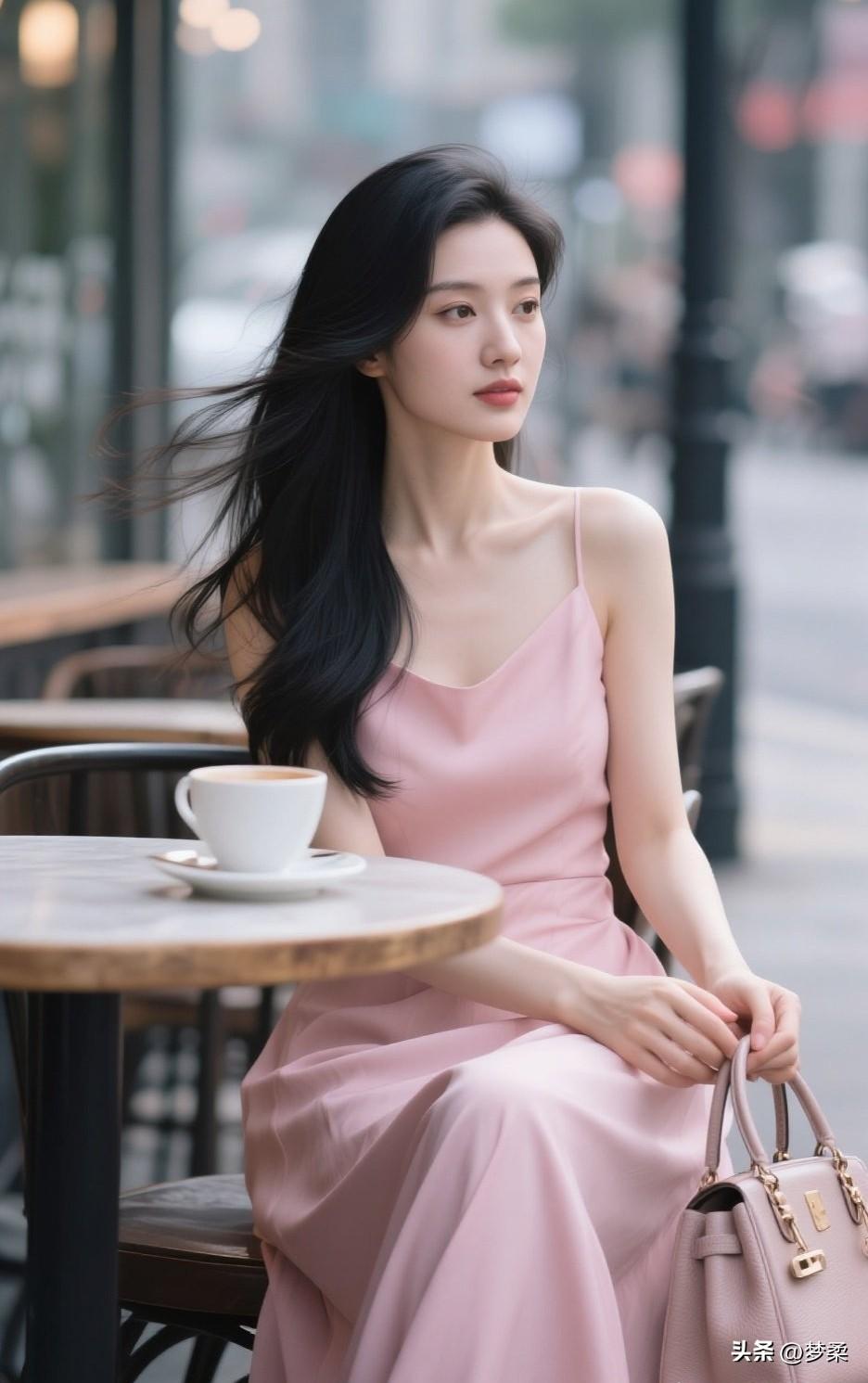 优雅咖啡时光，粉裙飘飘，静享美好！