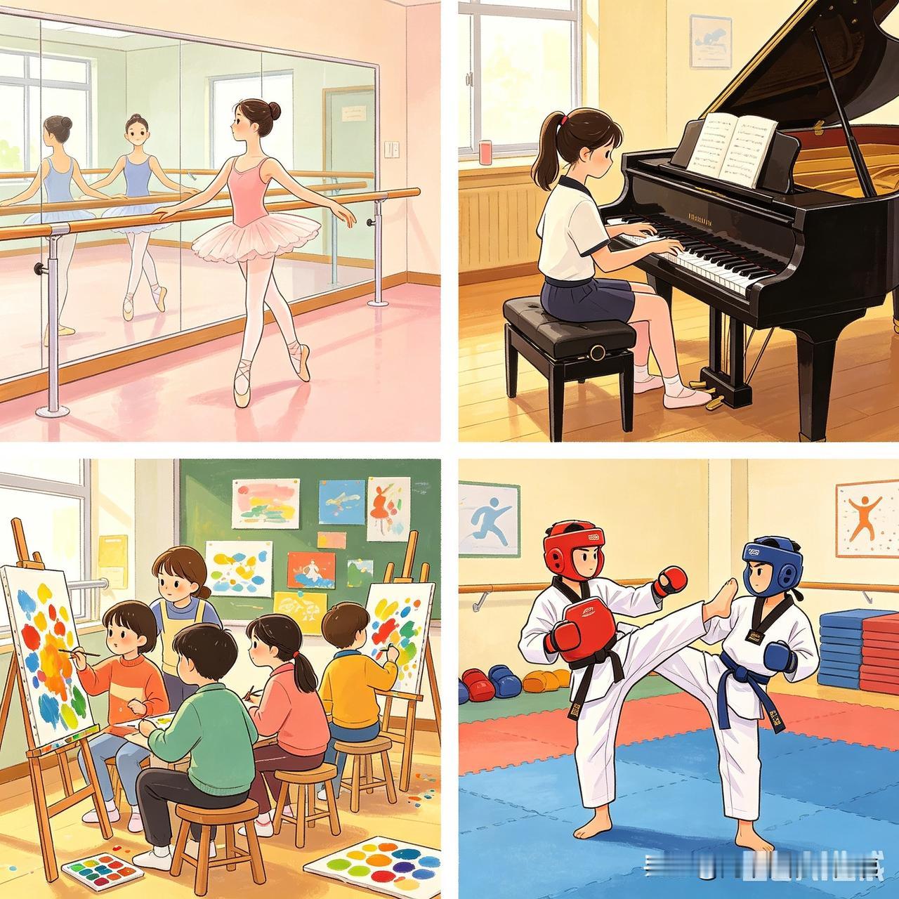 很多学生参加课外补课，除了学业补课外，还参加很多“兴趣班”。
多数人觉得，往往学