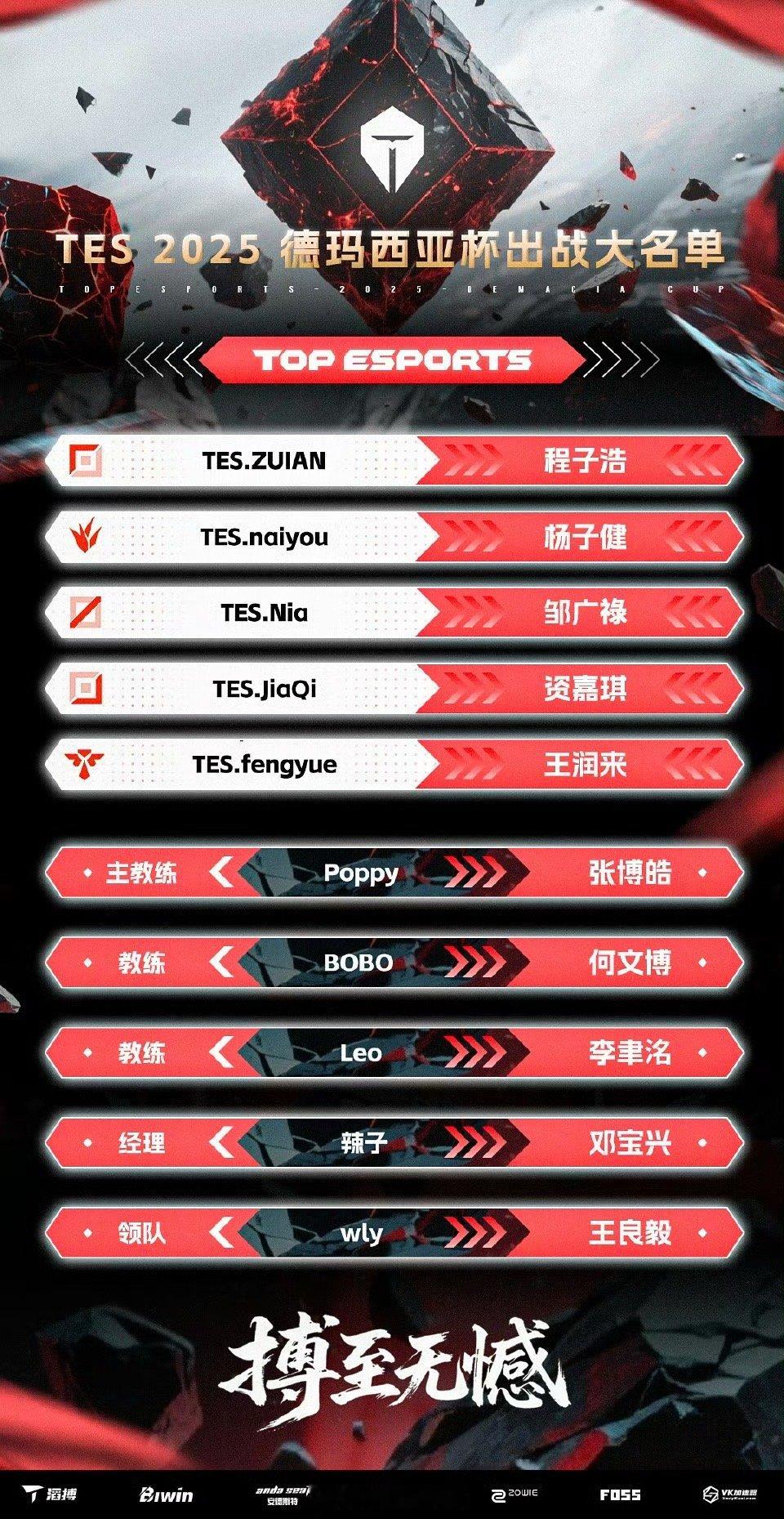 TES德杯出战名单 【TES电子竞技俱乐部英雄联盟分部2025德玛西亚杯大名单】