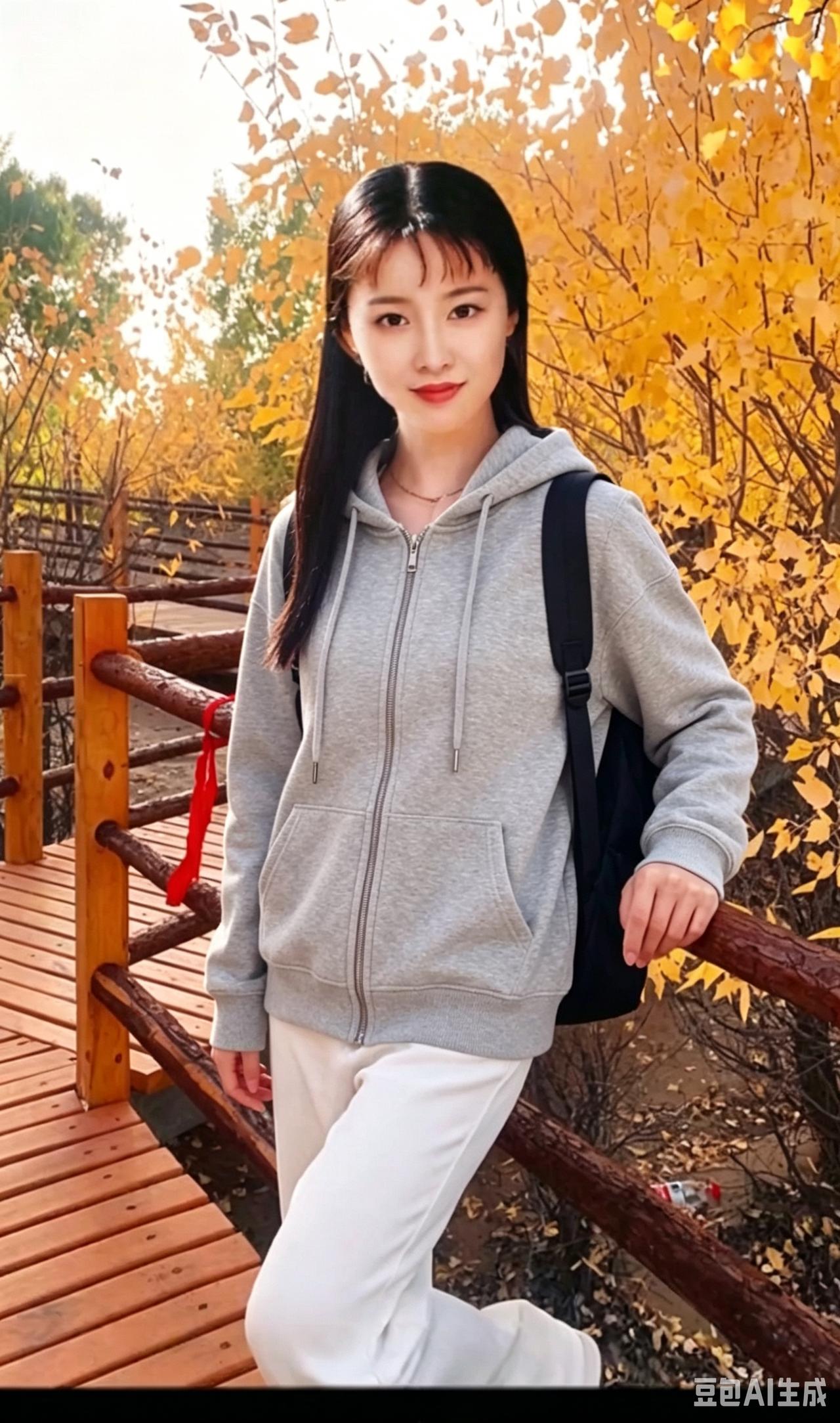 秋日漫步，温暖阳光下的青春时光
