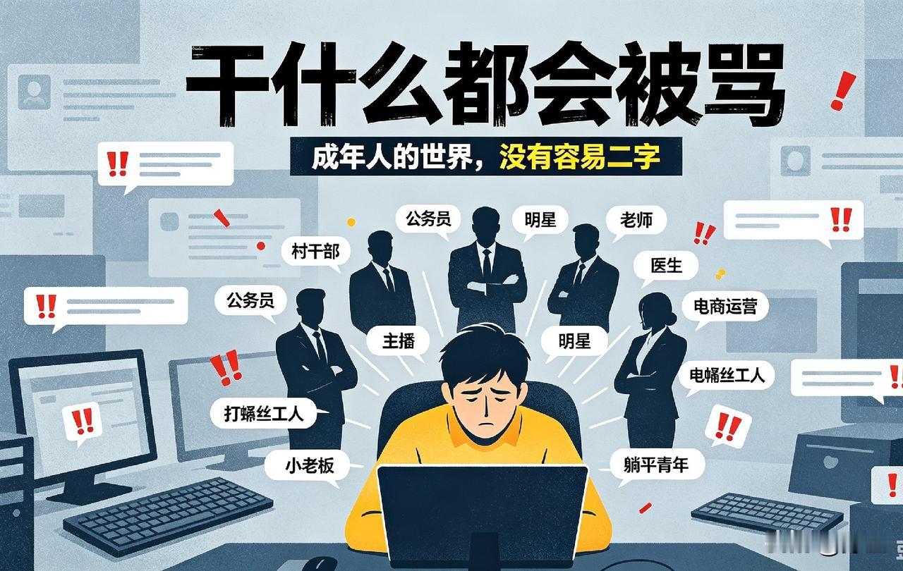当村长，有人骂你不作为、不办事；
考公务员安稳，有人说你混日子、吃空饷；
做主播