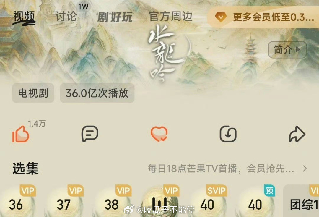罗云熙水龙吟🥭前台播放量破36亿了，集均破9000万！ 