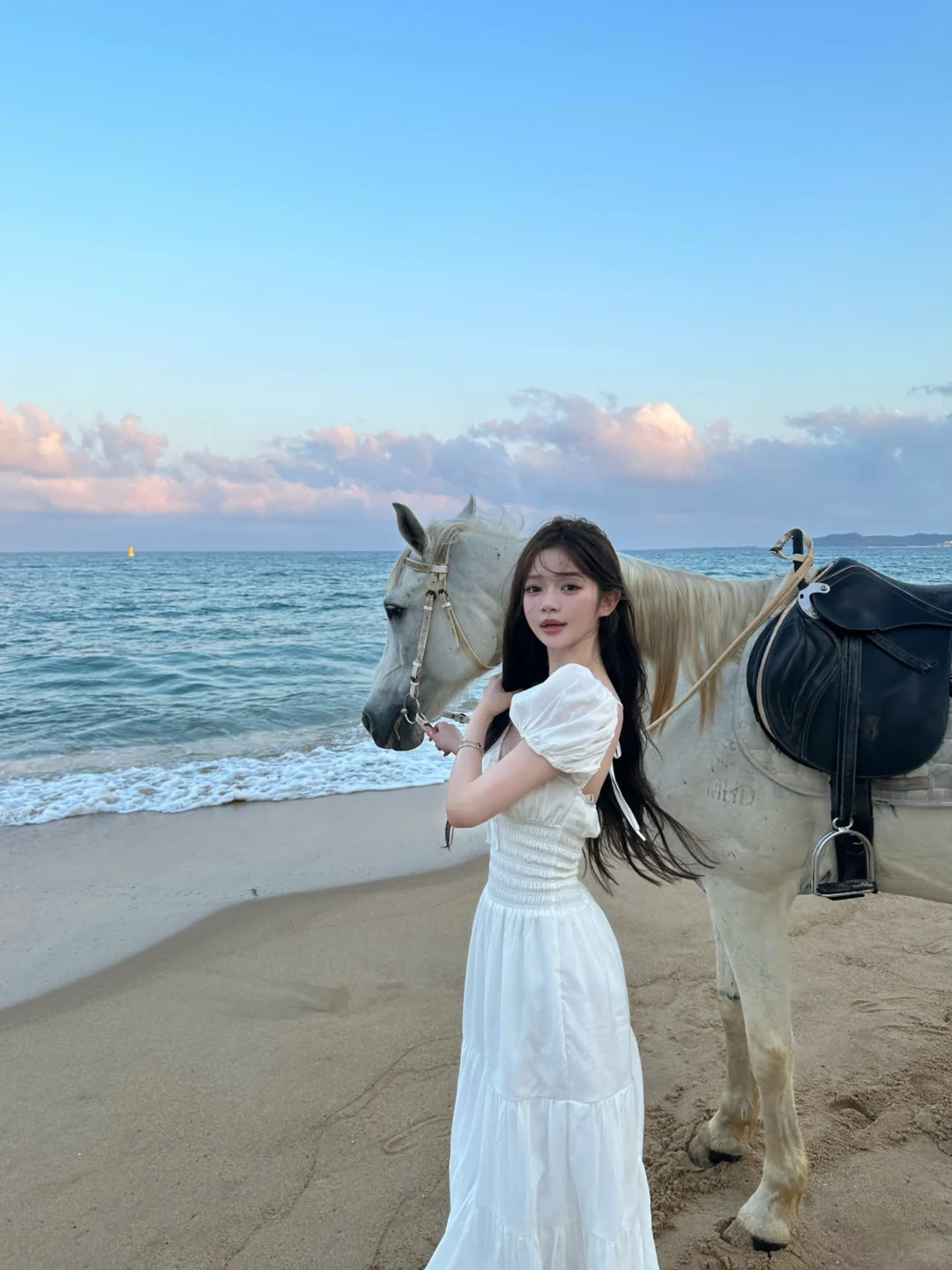 🌊海边 落日与白马🕊️ ₊˚⊹