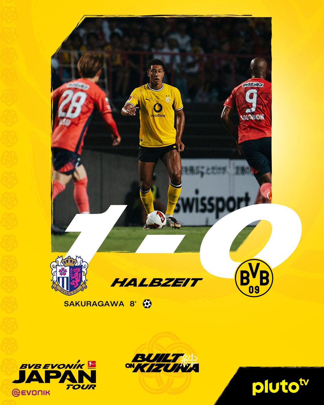 💛🖤半场比赛结束，我横目前0-1落后于大阪樱花黄黑与共hejabvb多特蒙德