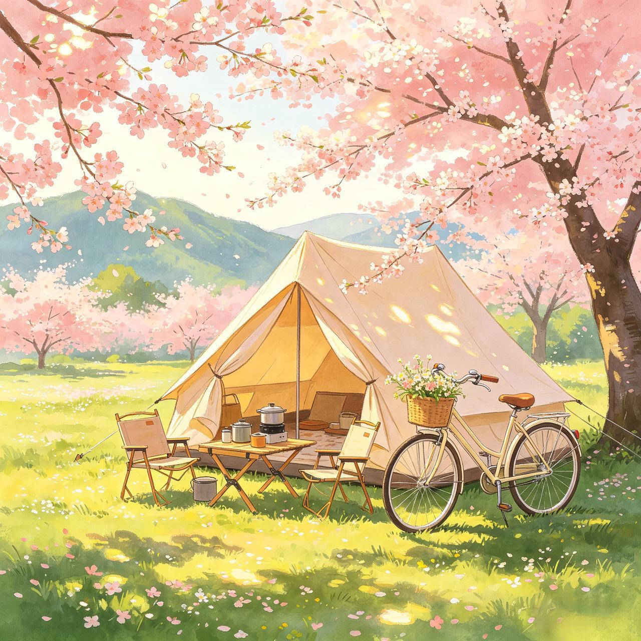 4月12号，春日限定版野外露营，安排上了！
天气不冷不热，风也温柔，找片草地一坐