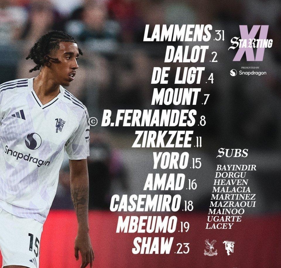 首发水晶宫vs曼联