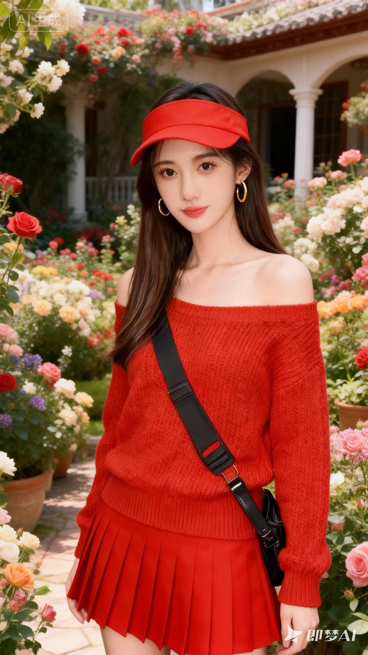 容颜清丽脱俗，清澈明亮的大眼睛，弯弯的柳眉，长长的睫毛，如玫瑰般娇艳欲滴的樱唇，