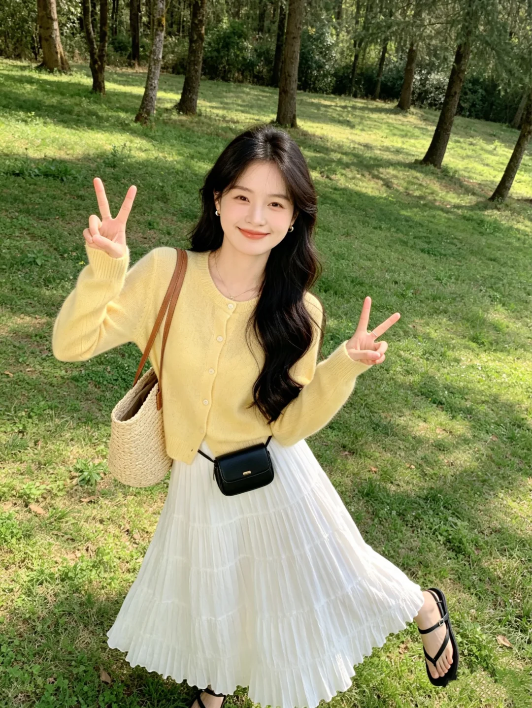 谁懂啊！奶黄毛衣和纱裙的适配度
