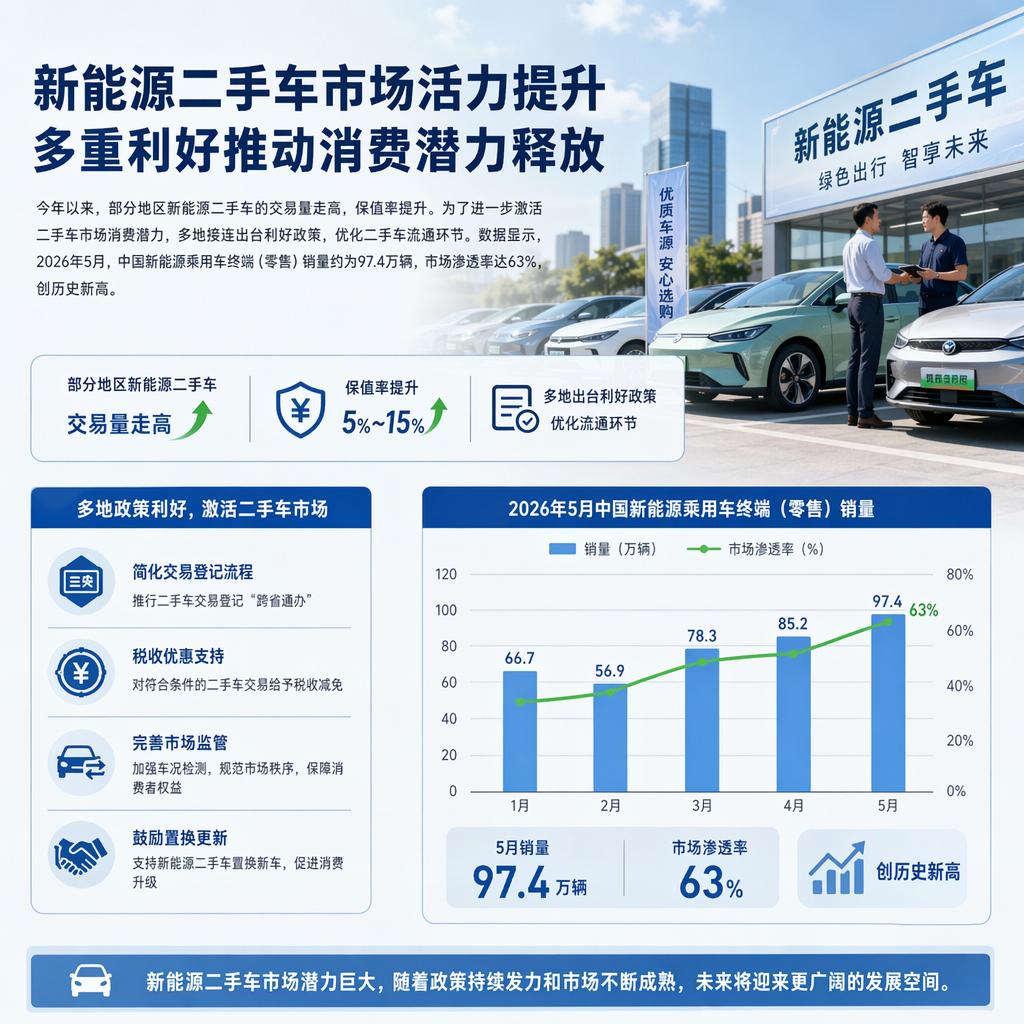 渗透率突破新高，新能源二手车逆风走强，车市格局彻底改写

2026 年 5 月国