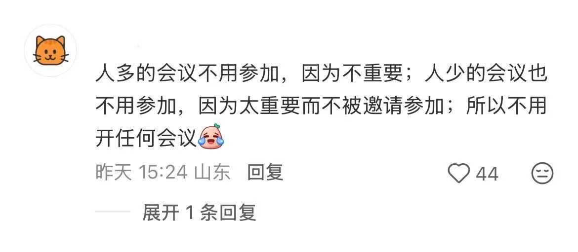 开会吐槽 闲会挤满人没内容，正事会议轮不上普通人 