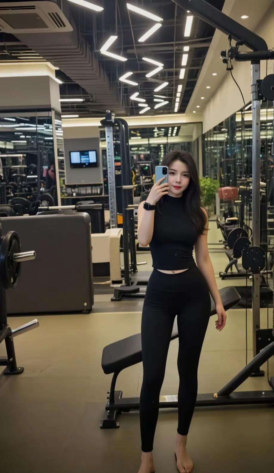 不讨好谁，不勉强谁，安静自在，便是晴天。AI酷黑健身自拍