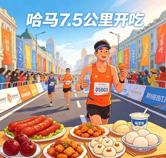 哈马7.5公里开吃，跑者吃到终点