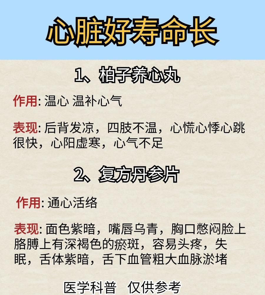 心脏好寿命长，四个中成药让你养好心脏