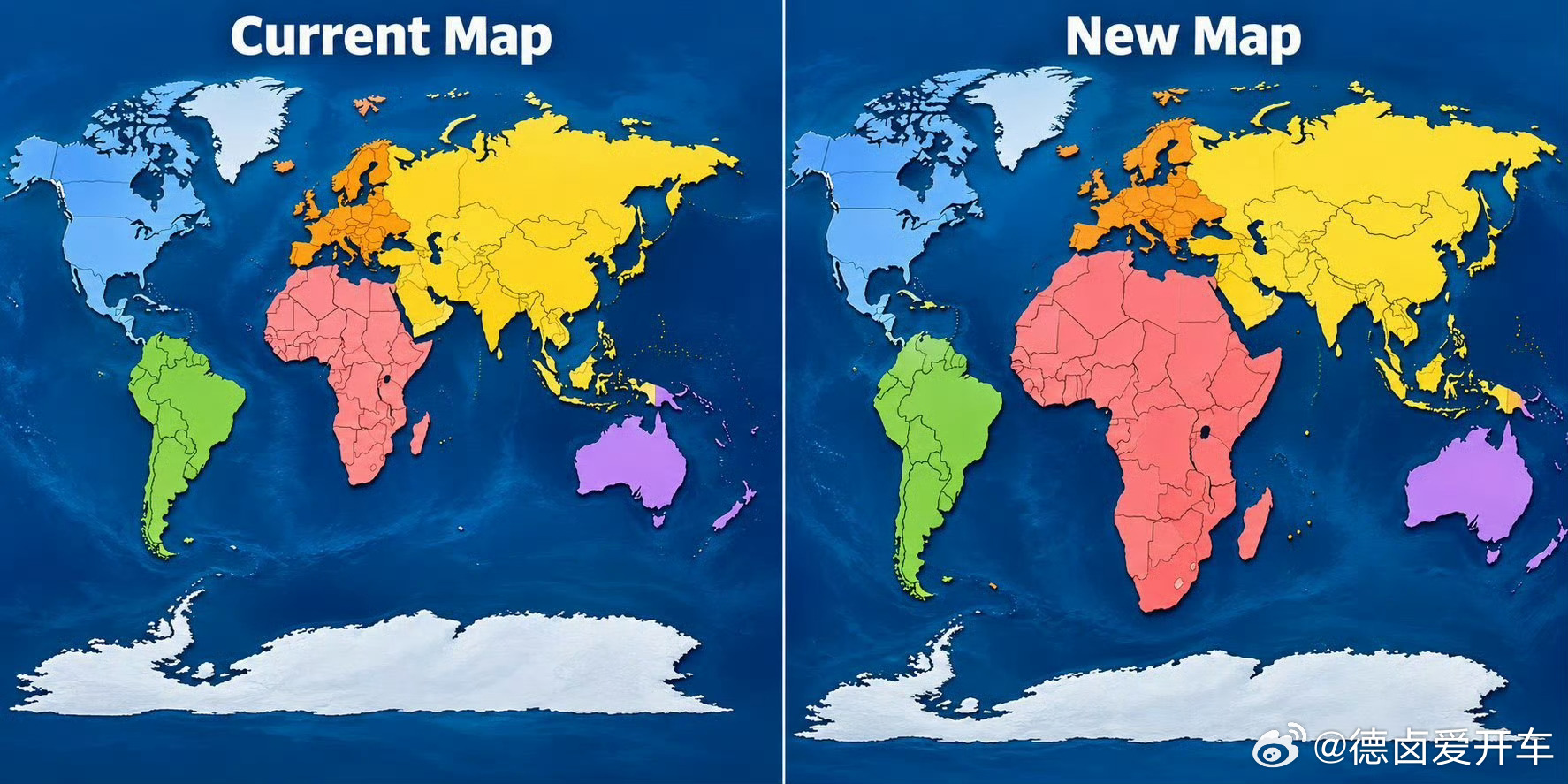 联合国发布了新版世界地图 当年老祖宗是有远见的。本来我们雄鸡还可以更大的，只有物