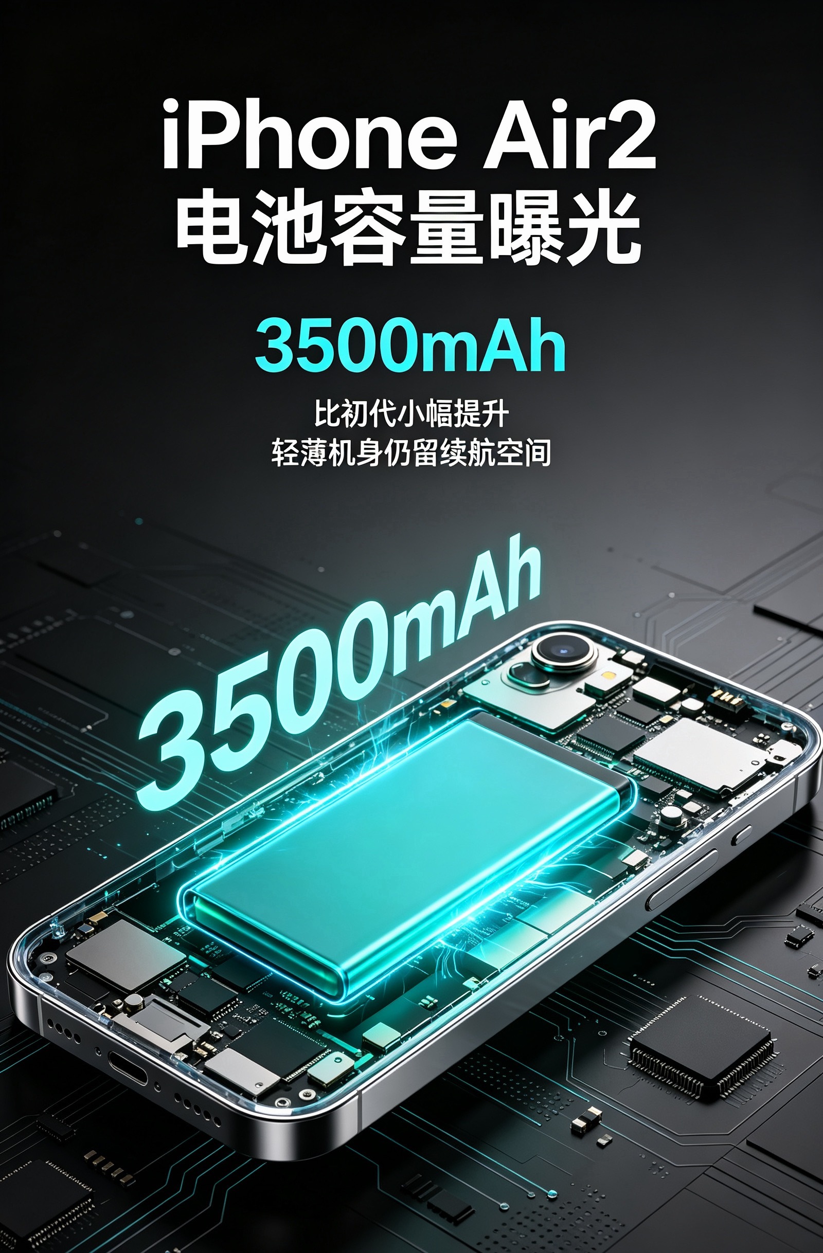 iPhoneAir2电池容量曝光iPhone Air2电池定在3500mAh，对