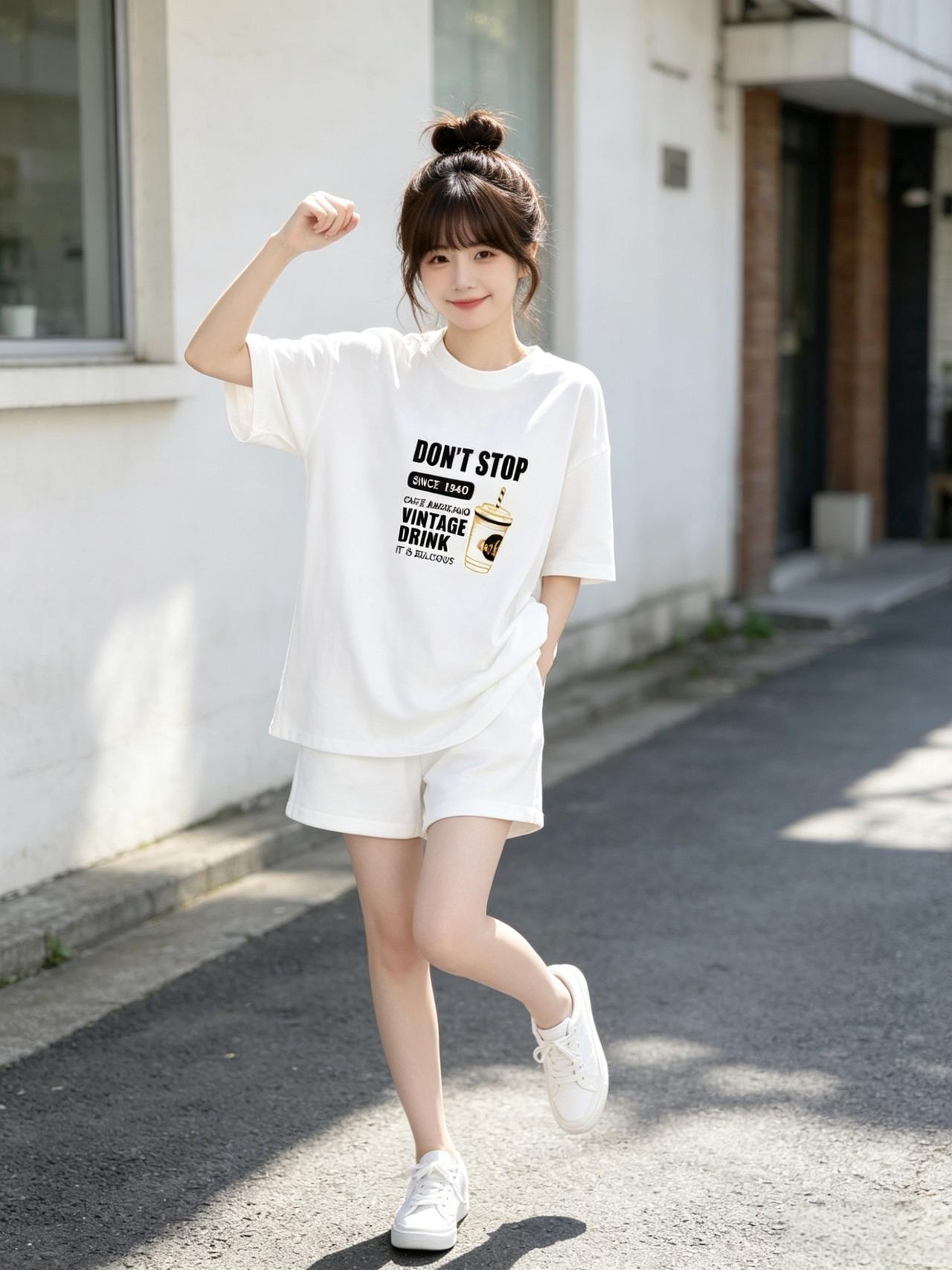 元气满满的一天，从复古T恤开始！🌞👕👟女孩子如何提升自己的气质 女生怎么搭