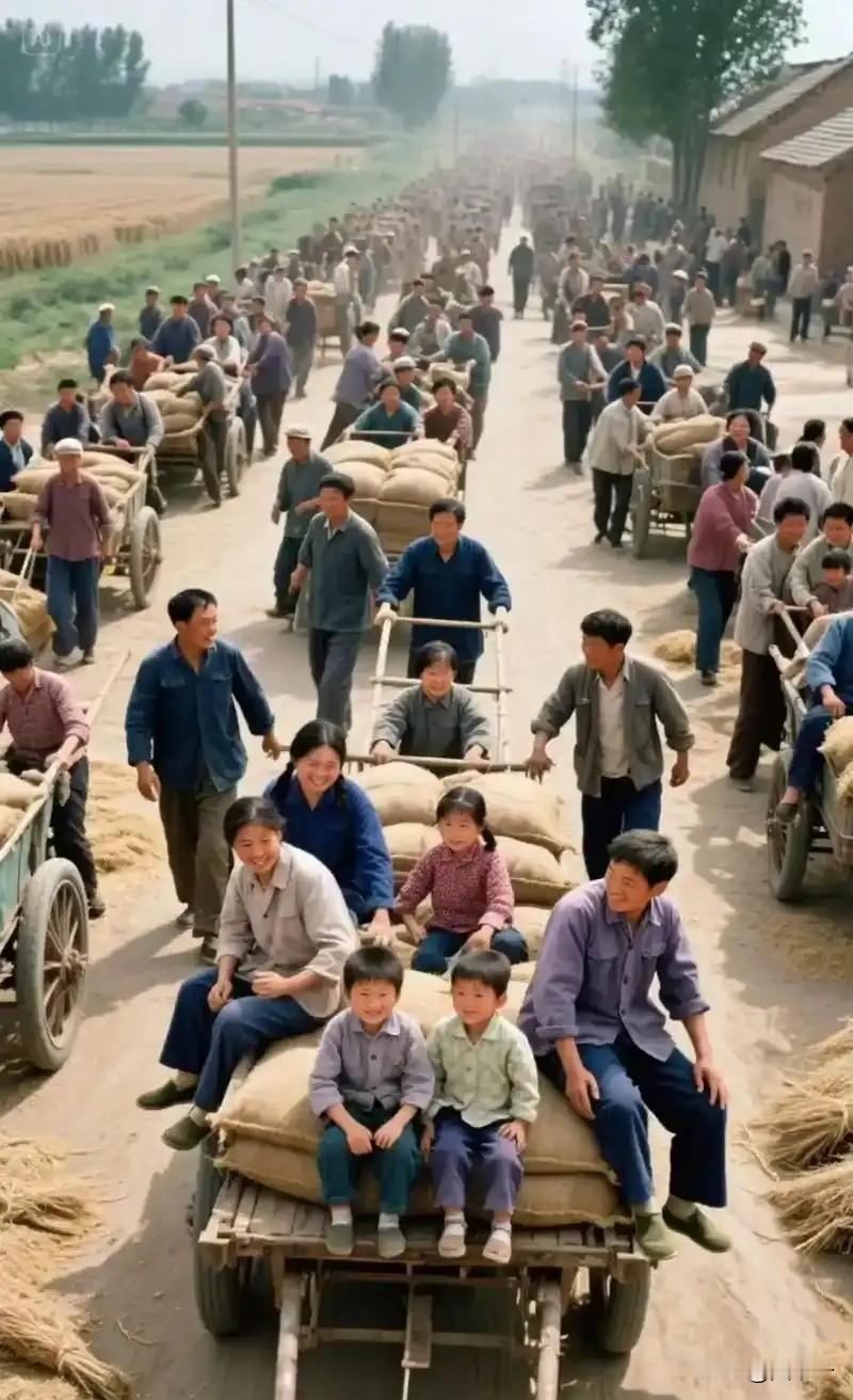 不仅见过交公粮，还亲自去交过公粮。

我是70年代中期出生，到分田到户的80年代