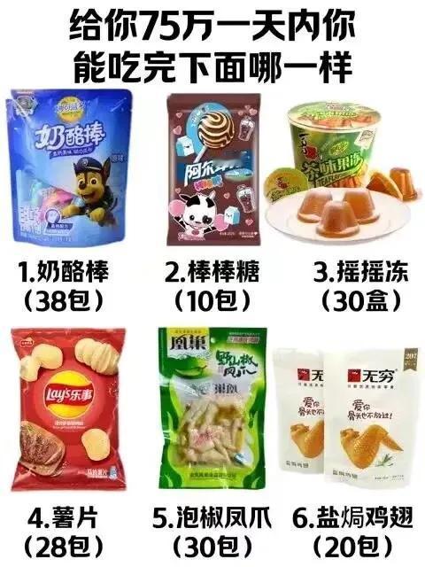 给你75万
你一天能吃完哪一个？？？？