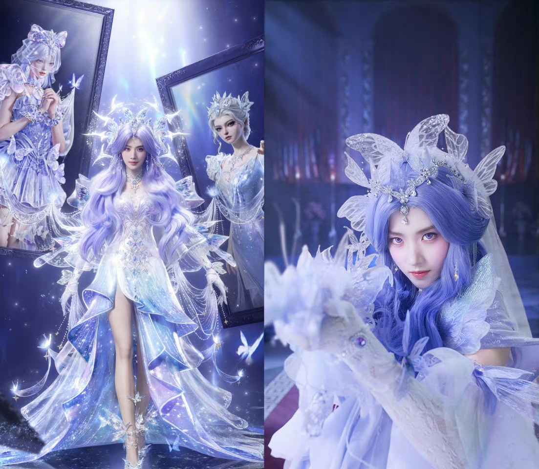 卢昱晓百变纱华造型 和平精英全新纱华神装上线，卢昱晓化身大使诠释双面魅力，白纱赴