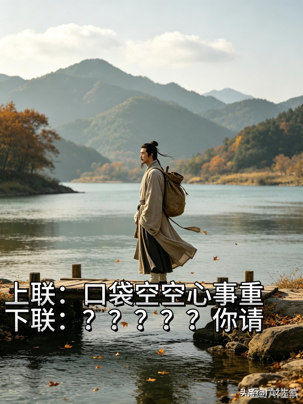 成年人，心里藏着多少心事

上联：口袋空空心事重
下联：？？？？？你请

看着空