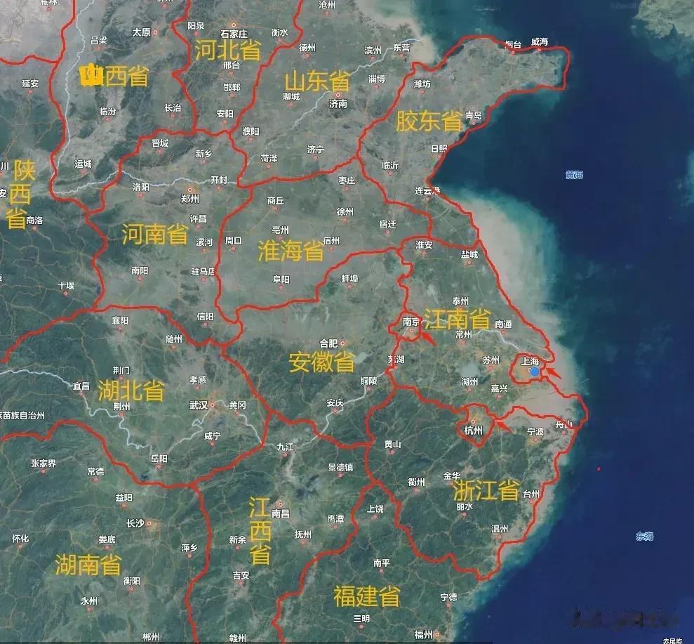 新划分的江南省和新划分的各省区域图