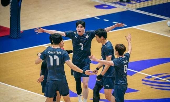 关乎2028年洛杉矶奥运会参赛资格的第23届亚洲男子排球锦标赛8强赛中，韩国男子