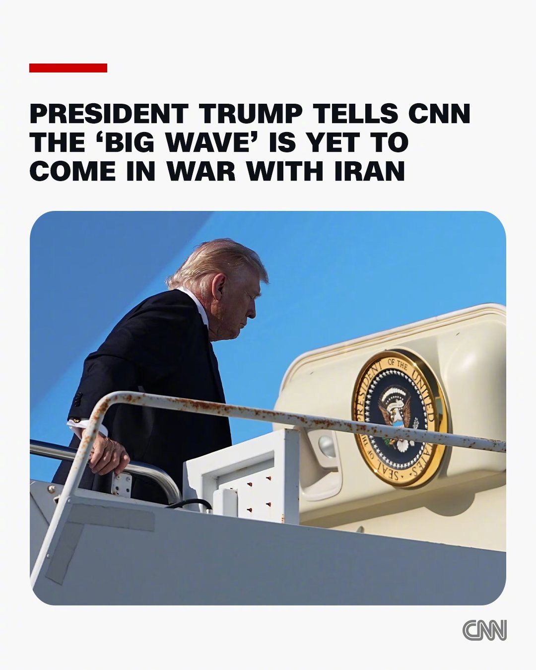 特朗普称真正的打击浪潮很快就要来了 据CNN报道，特朗普周一最新表示，美军正在“