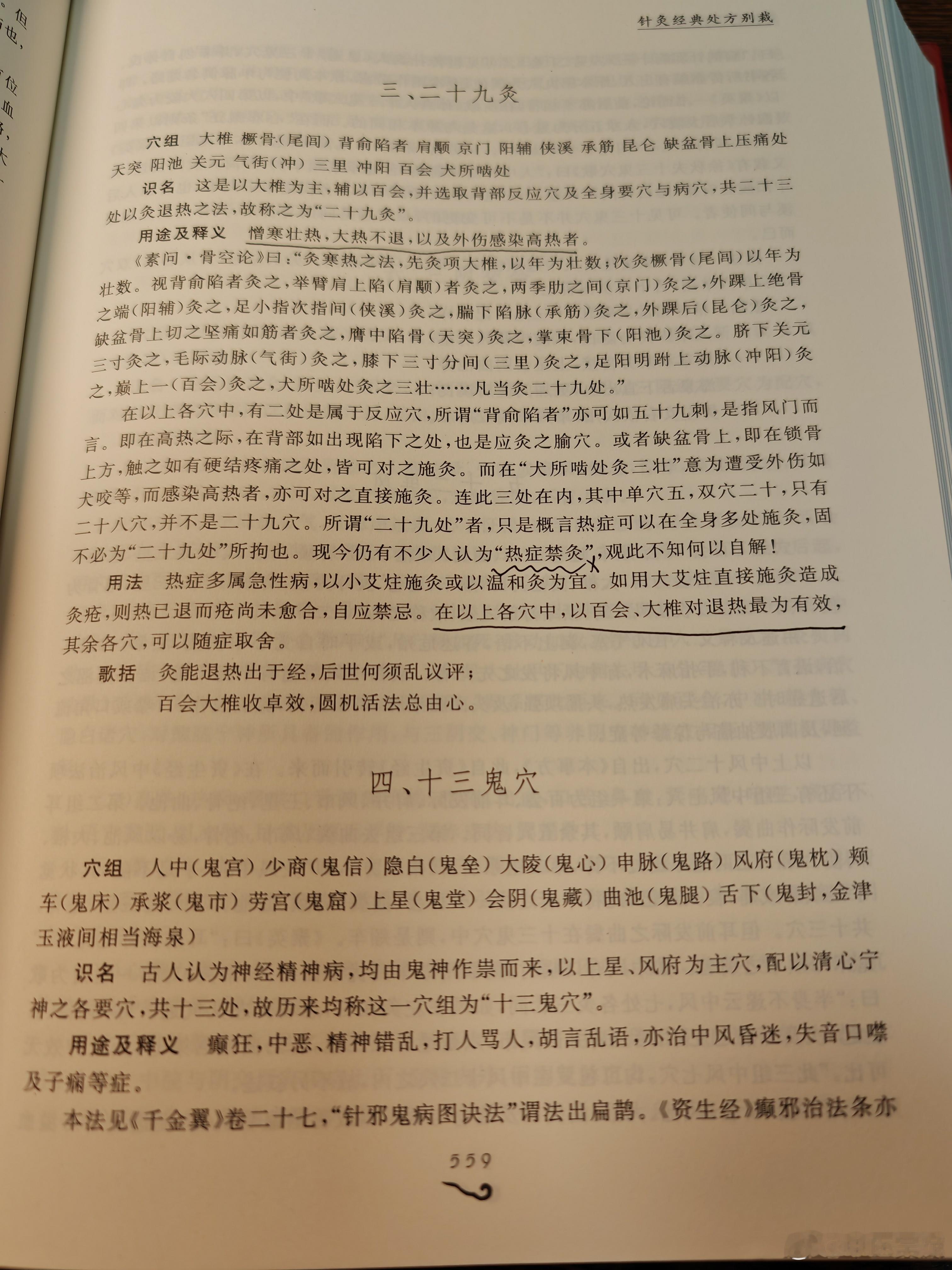 灸百会、大椎退热 