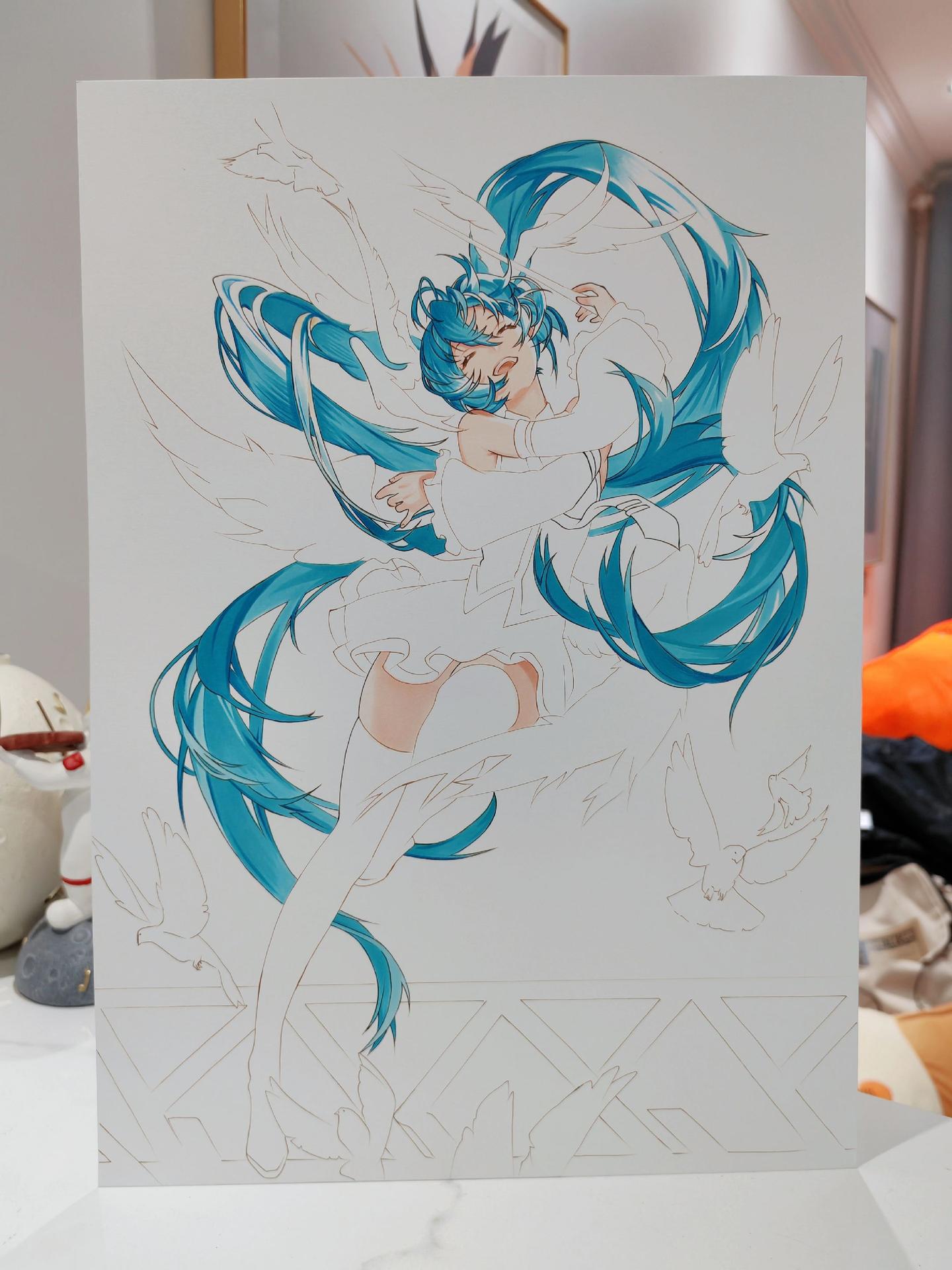 初音未来临摹手绘过程图。原图作者来自